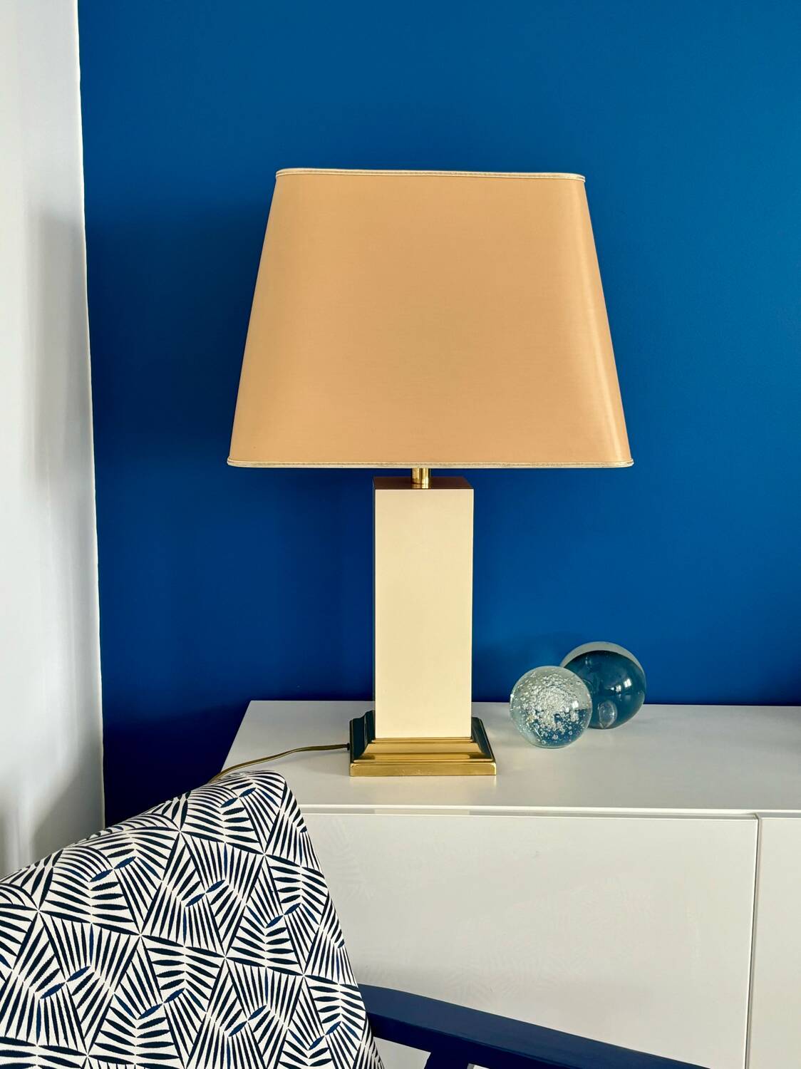 Grande lampe rectangle années 70 doré