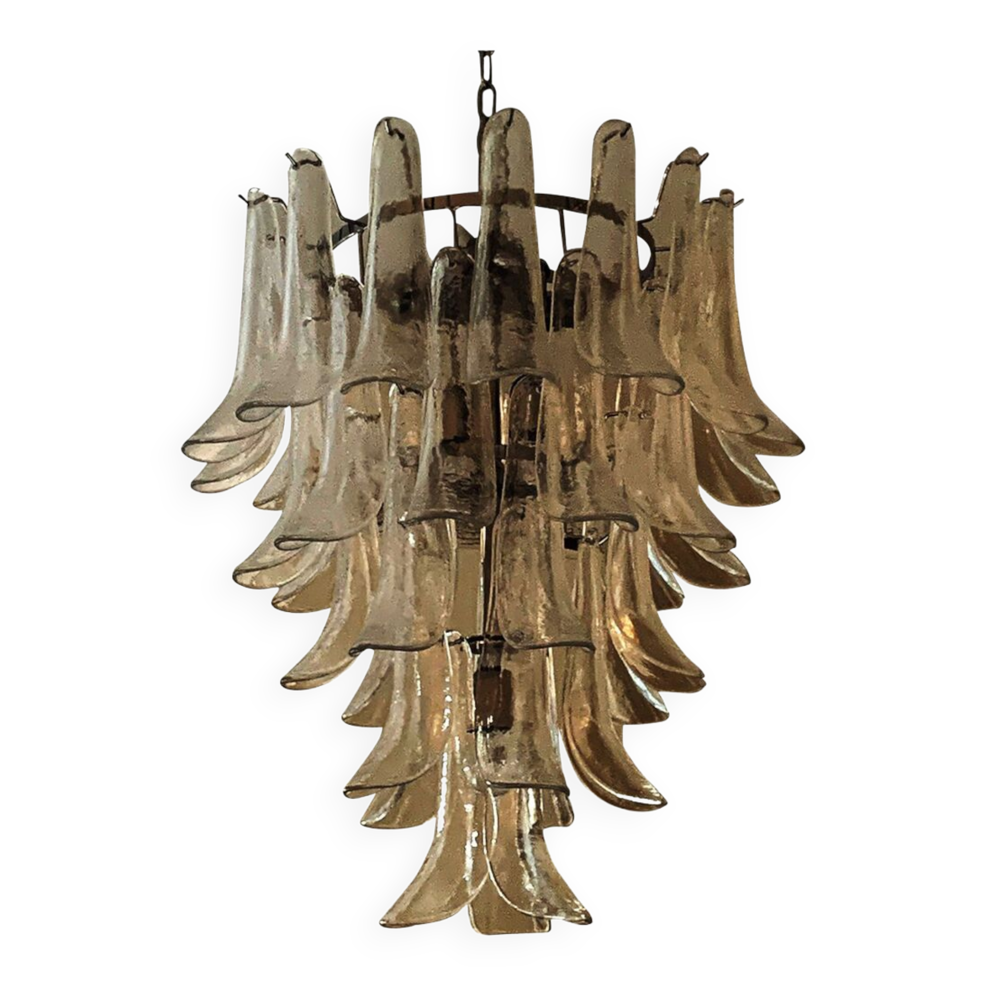 Fume’ “selle” murano glass cascade chandelier