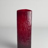 Swedish Red Devil Triangular Glass Vase by Christer Sjögren for Lindshammar