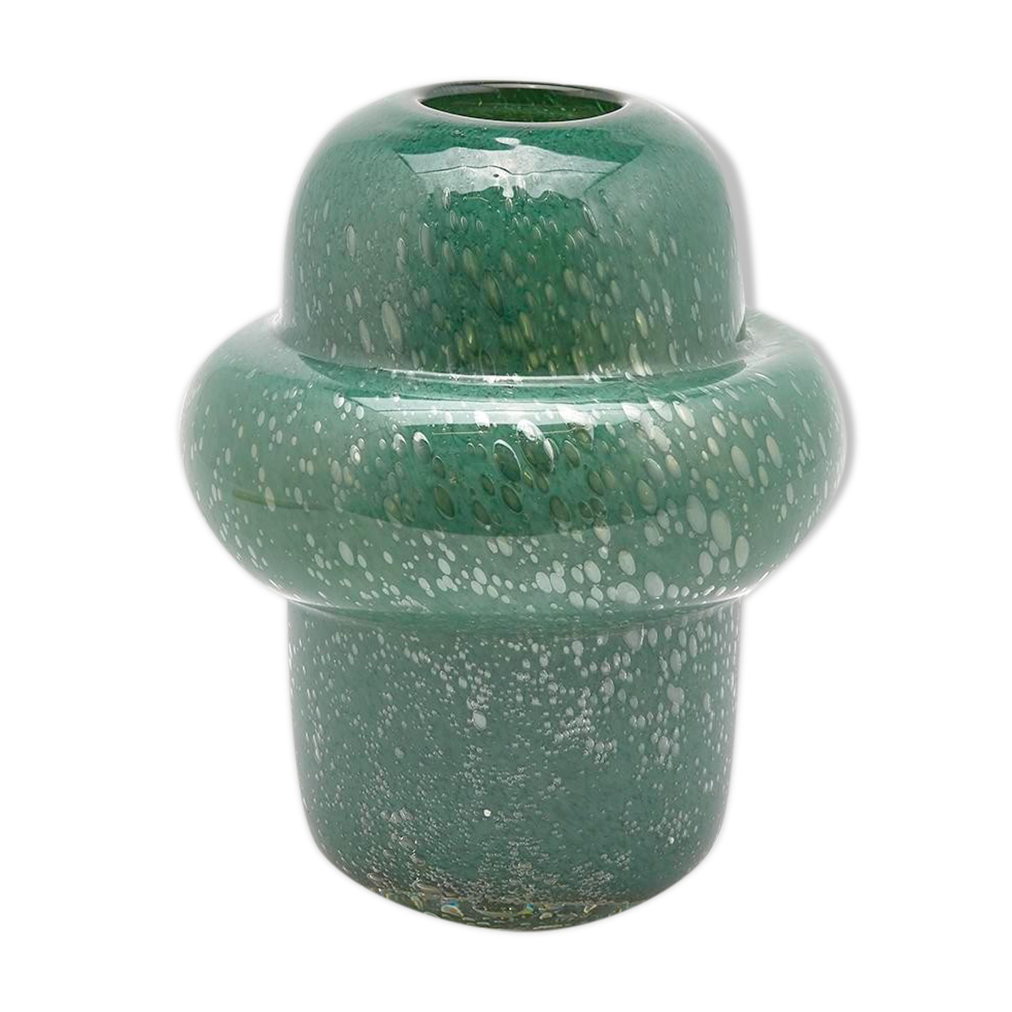 Vase design en verre souffle opaque vert foret 22cm