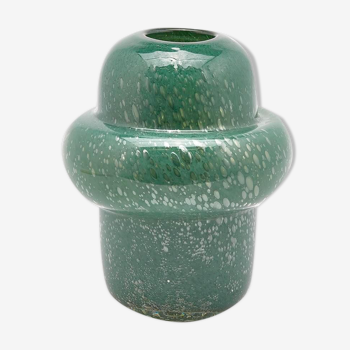 Vase design en verre souffle opaque vert foret 22cm