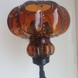 Three large vintage brown glass wall lights
