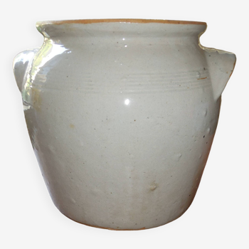 Old glazed sandstone pot vases made in France, bluish gray craftsmanship