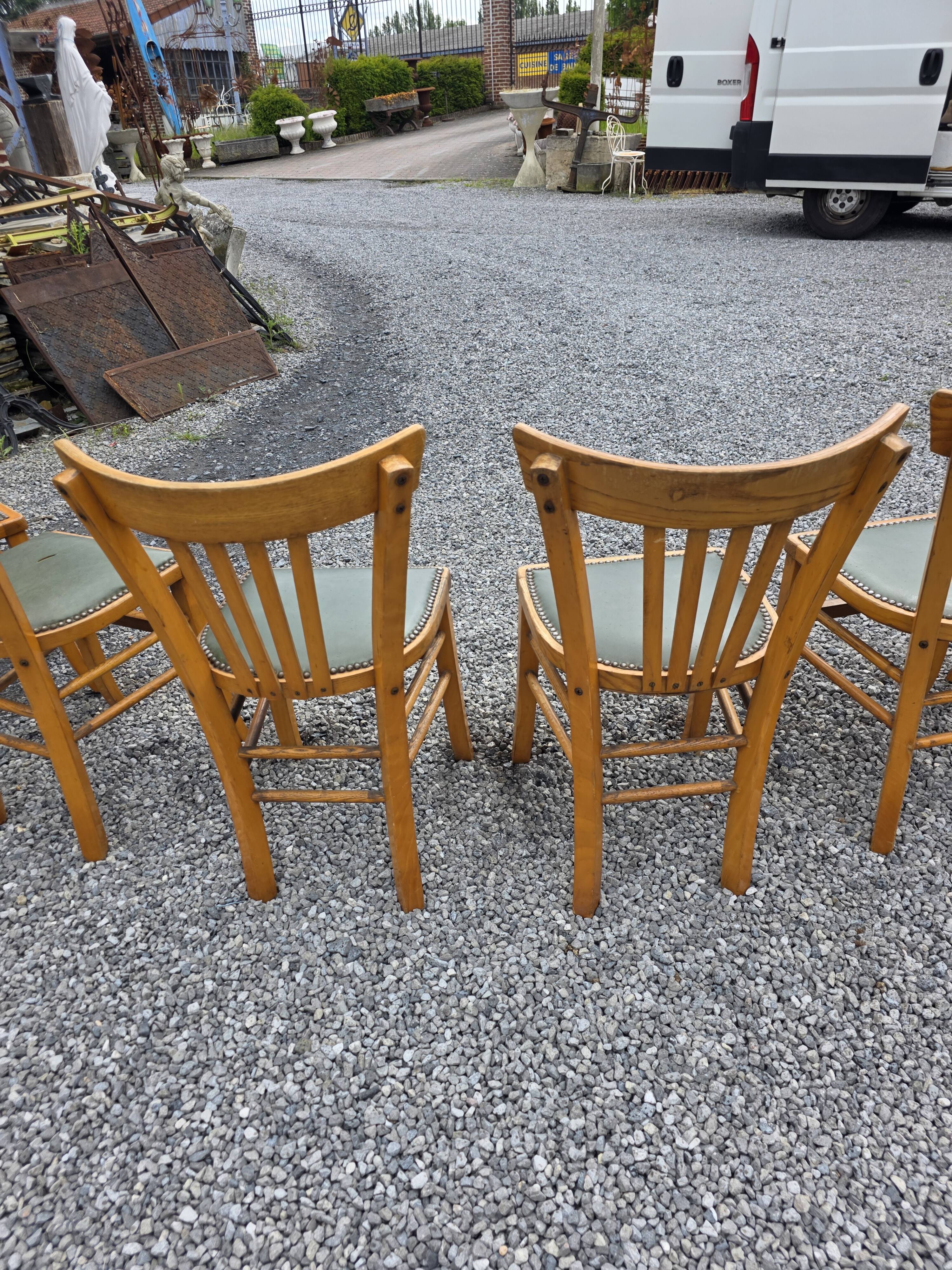 6 bistro chairs in solid oak, 1920s