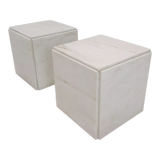 Set of 2 italian marble pedestals or side tables, 1980's