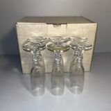 6 Baccarat crystal Renaissance champagne flutes + gold box
