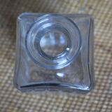 Vintage glass water carafe with rectangular vase.