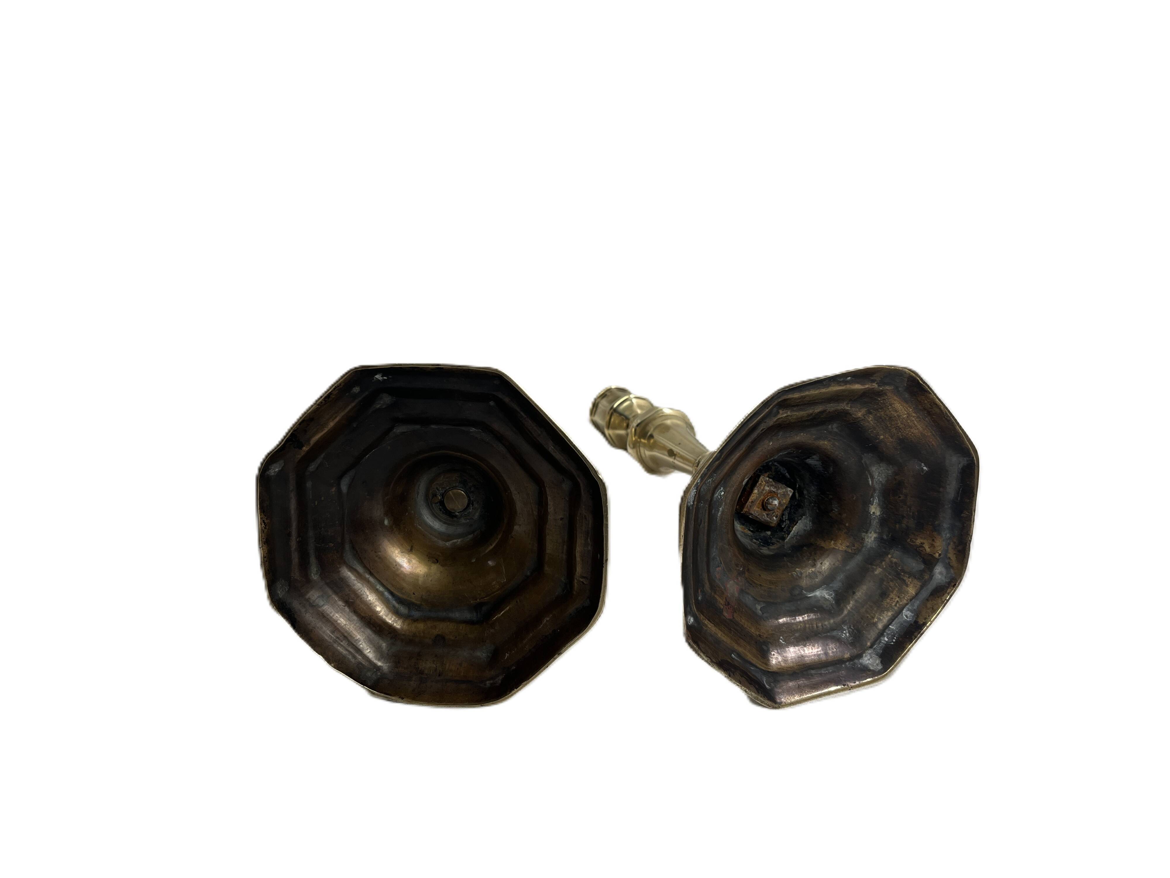 Pair of candlesticks in Louis XV style with cut corners from the early 19th century.