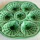 7 anciennes assiettes à huîtres barbotine verte sarreguemines