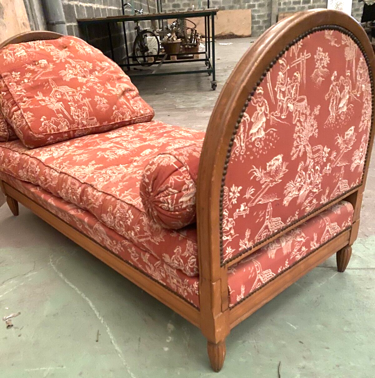 Banquette modulable art déco en hetre teinté XXe siècle