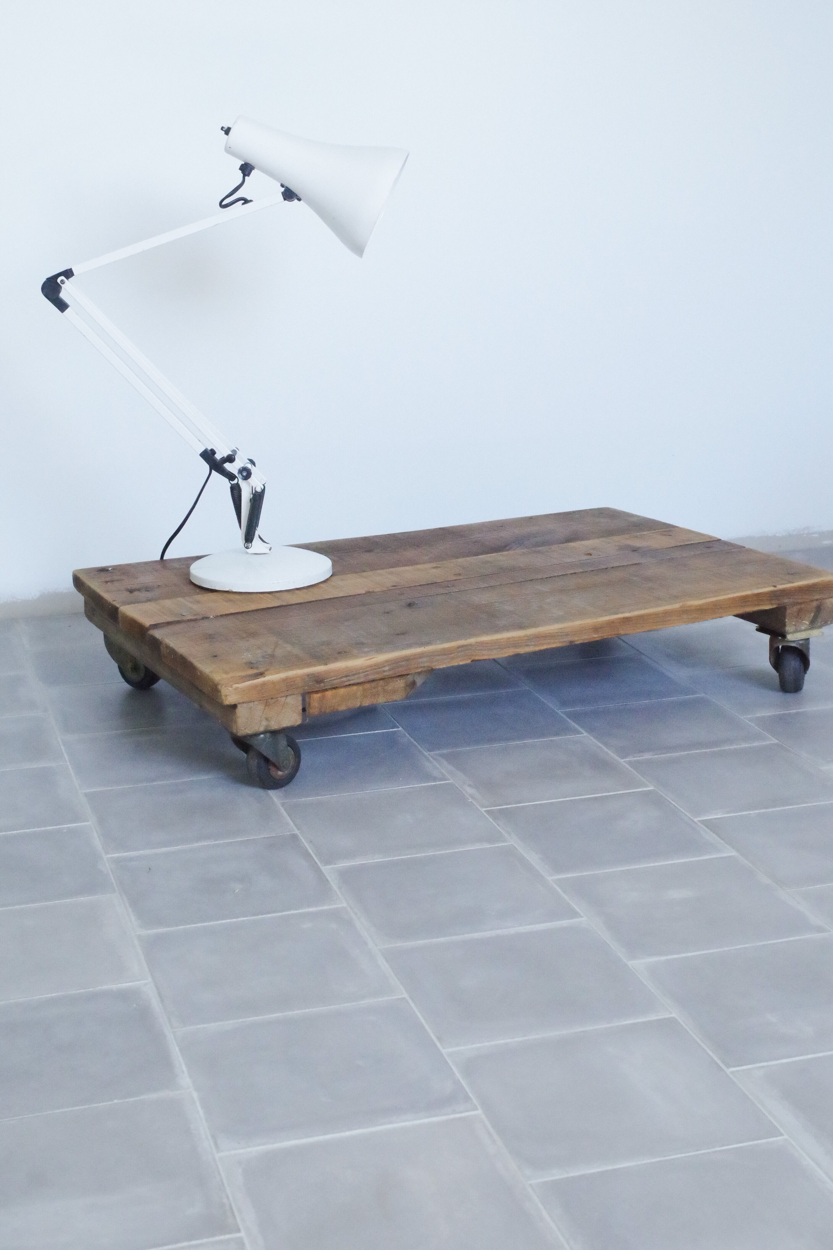 Industrial coffee table - wood and wheels