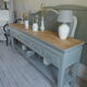 Console 5 drawers 1 re-enchanted tablet in gray green wooden top