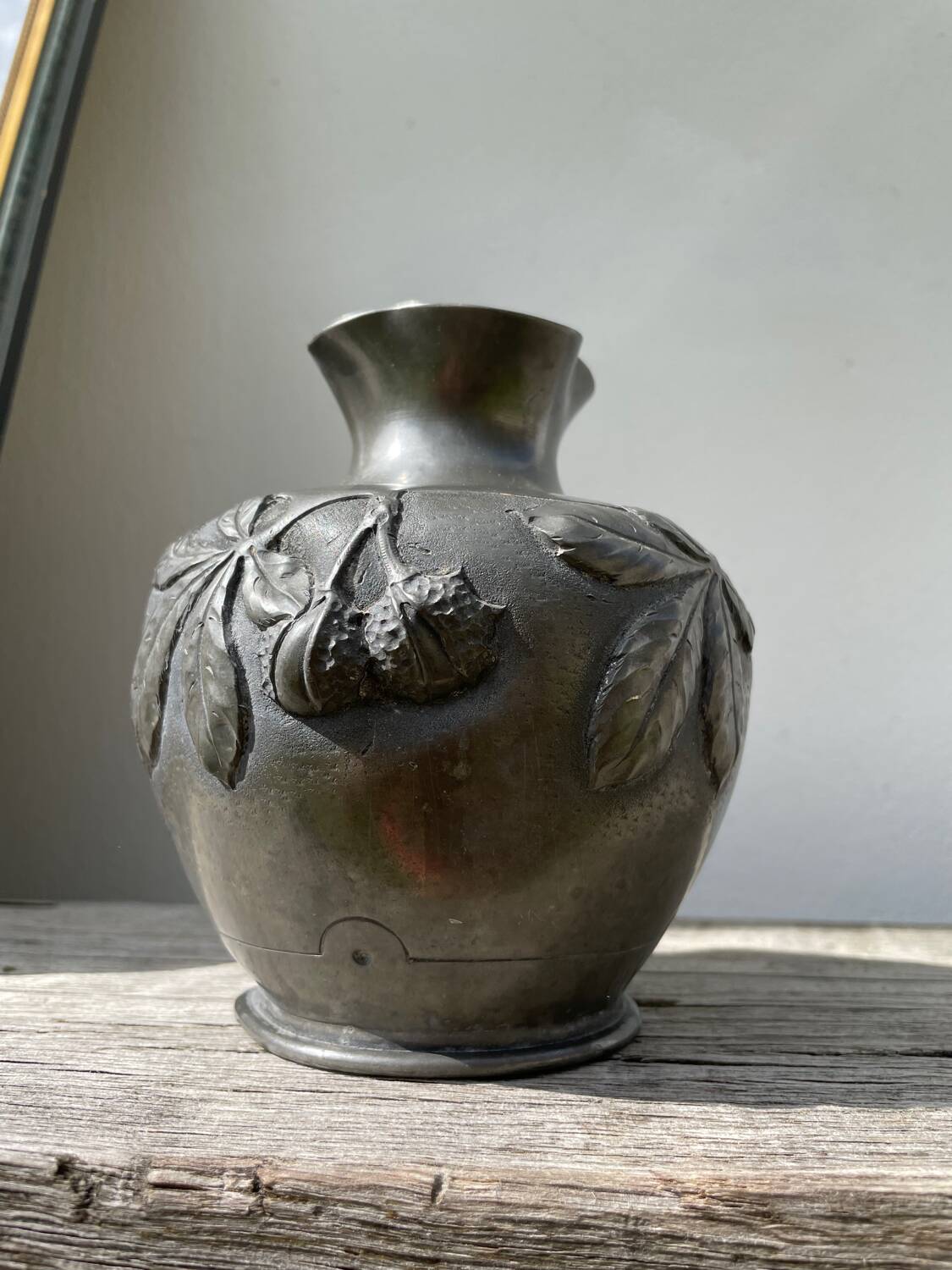 Art Nouveau pewter vase signed Cortesi