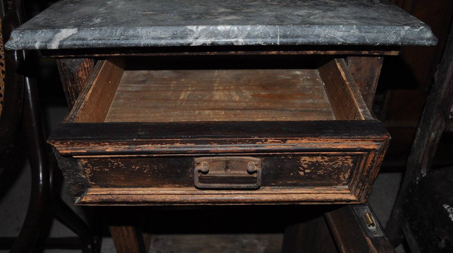 Antique German marble top nightstand, 1890s
