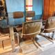 Italian coffee table + 6 chairs 1970s