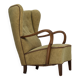 1960s, Danish armchair, light green furniture velour, beech wood.