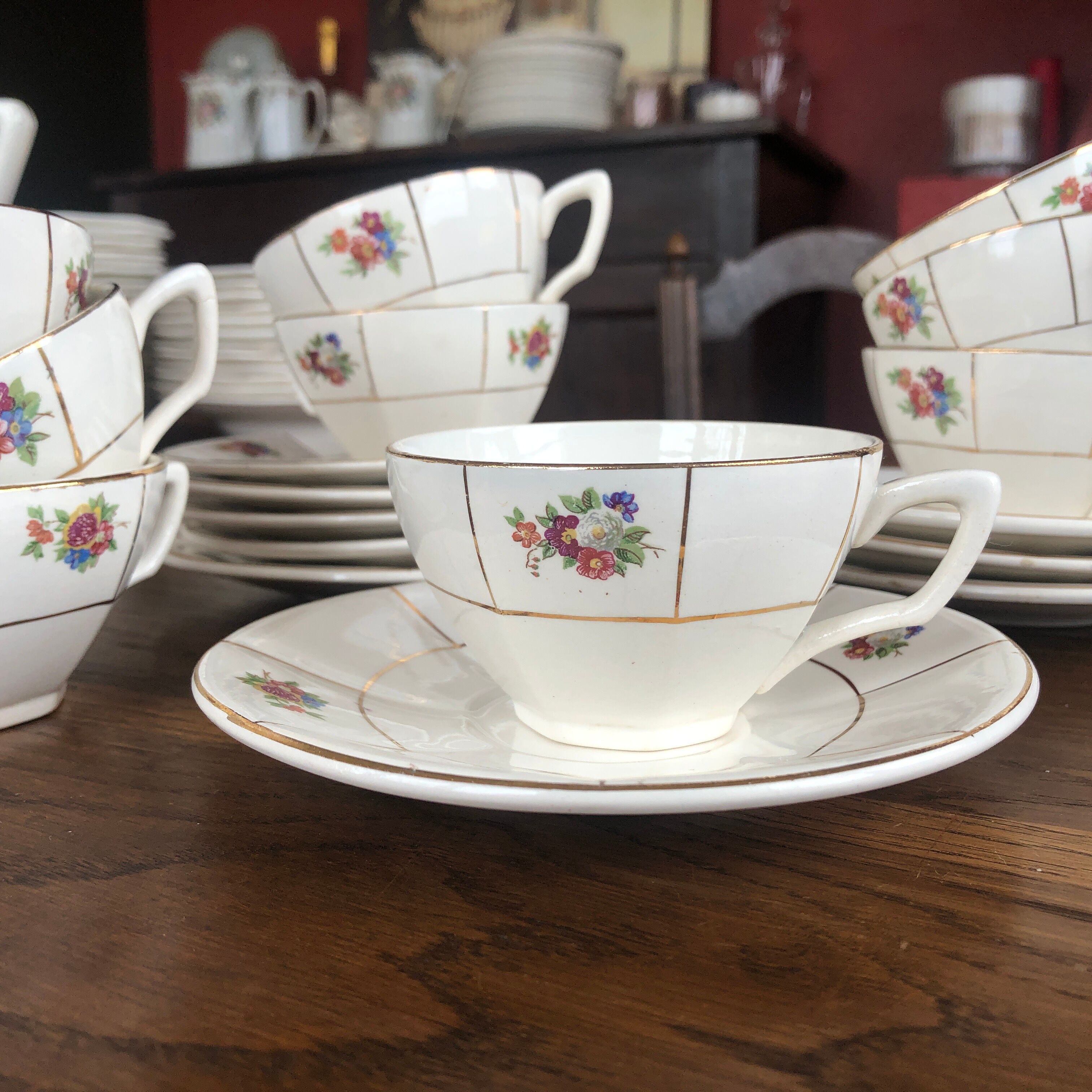 Set of 9 cups Prado Digoin and Sarreguemines
