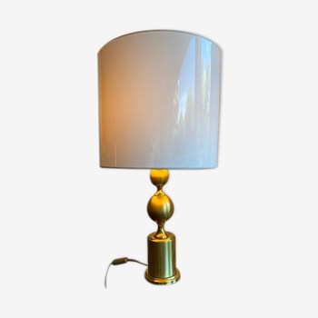 Brass lamp and lampshade