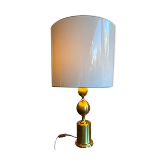 Brass lamp and lampshade