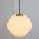 Mid-century Brass and Opaline Pendant Lamp, Italy