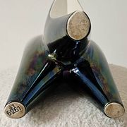 Vase sculptural tripode Verceram – Céramique émaillée irisée – Années 50–60