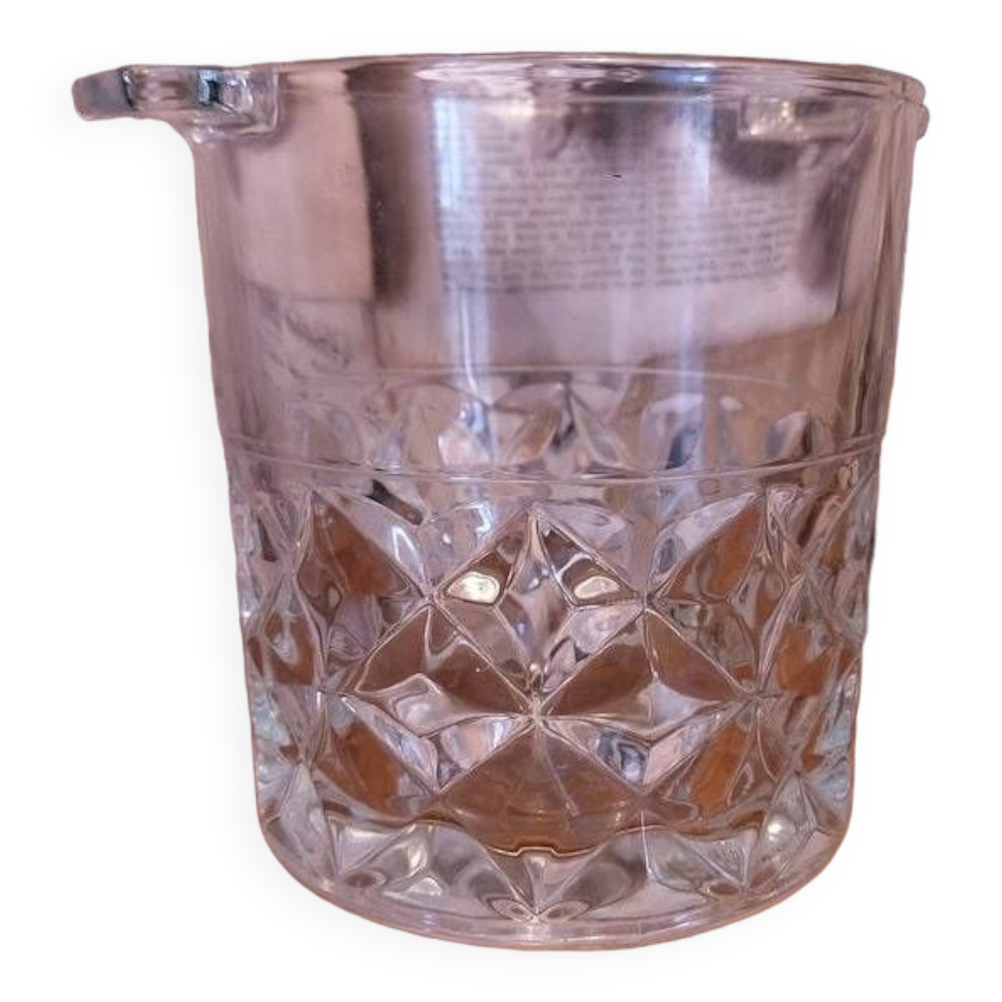 Beautiful cut glass ice bucket of vintage French quality with fixed handles 4502.