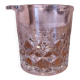 Beautiful quality vintage French cut glass ice bucket with fixed handles 4502