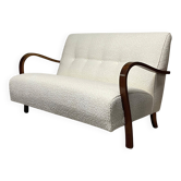 1940s Sofa in Wood and Boucle Fabric, Italian Production