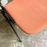 Peach cotton and black metal chair, 1960s