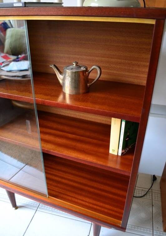 vintage mahogany low display cabinet
