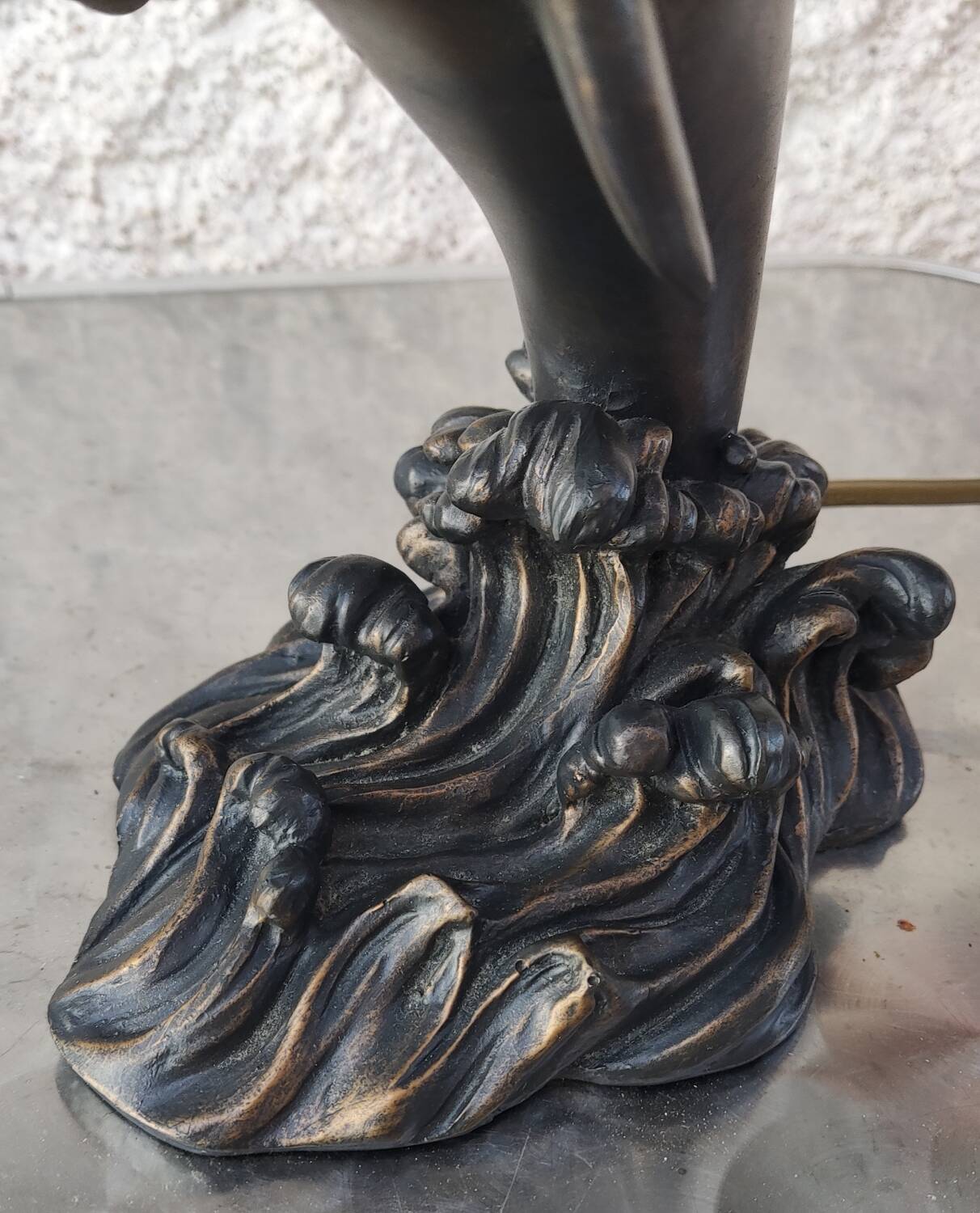 Dolphin night light globe orange glass paste