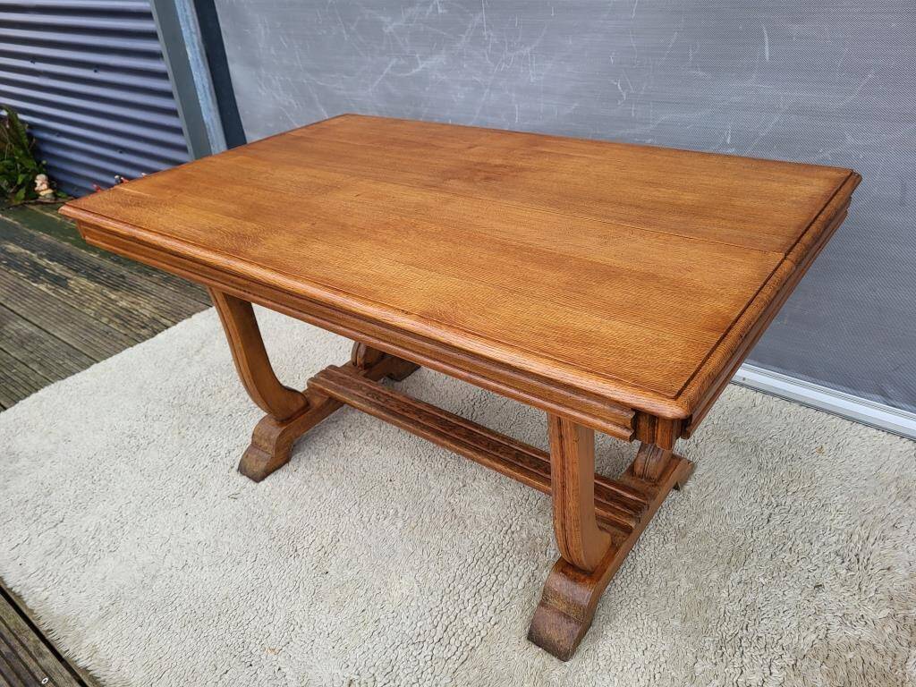 Table bureau extensible Art Déco 1930 piétement en accolades