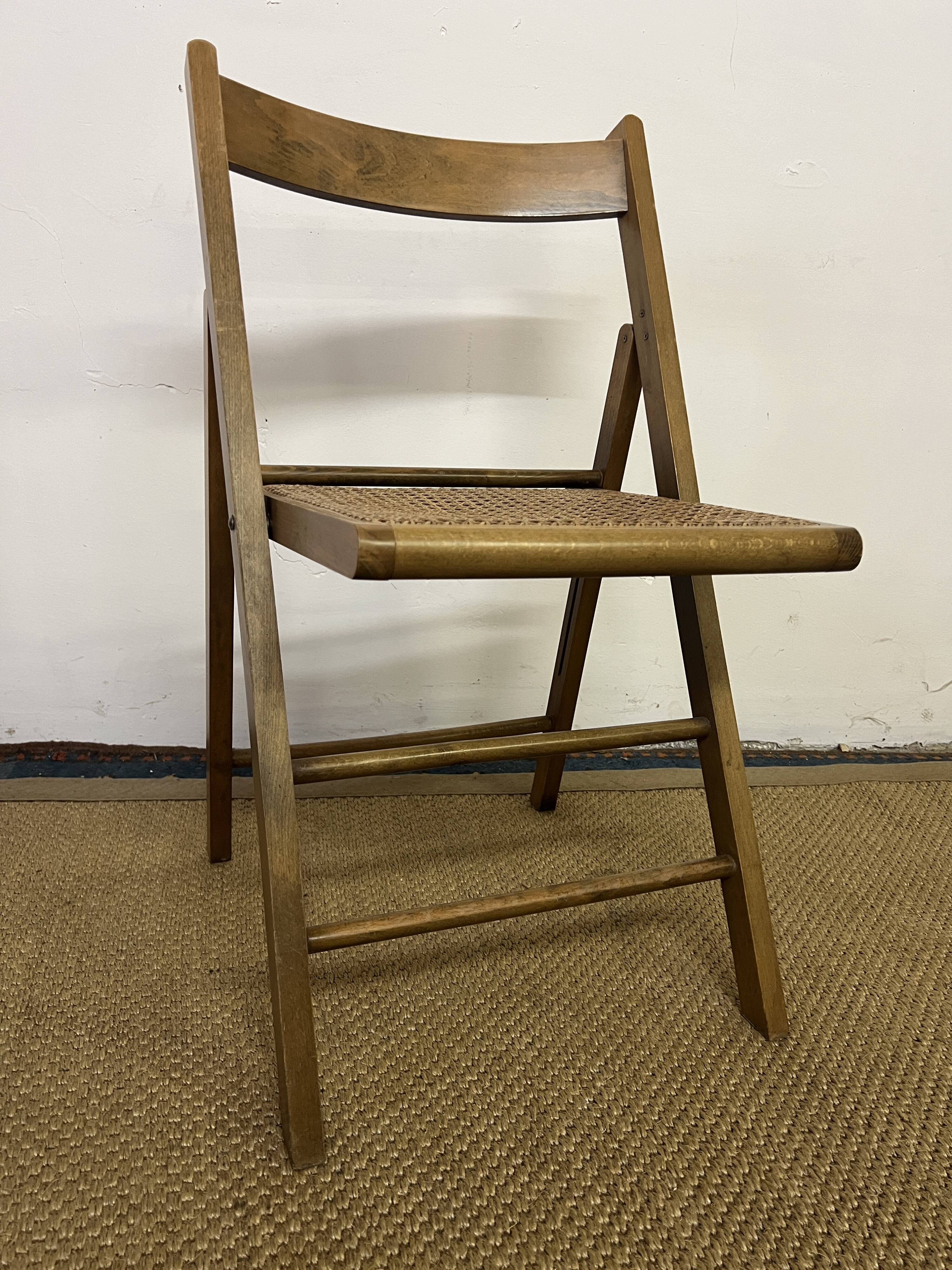 Vintage wooden and cane folding chair