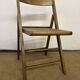 Chaise pliante en bois et cannage vintage