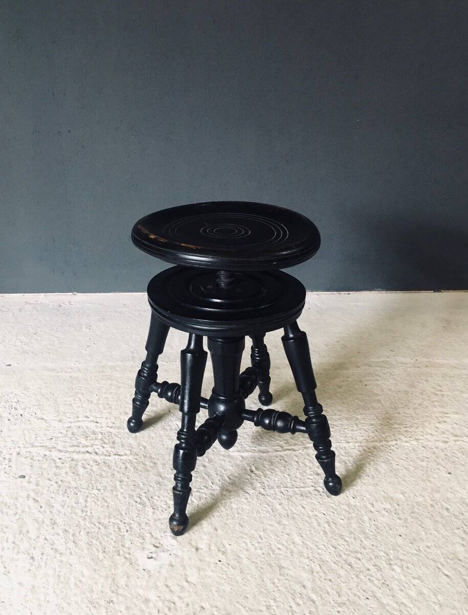Early 20th Century Black Stained Piano Stool, 1890s