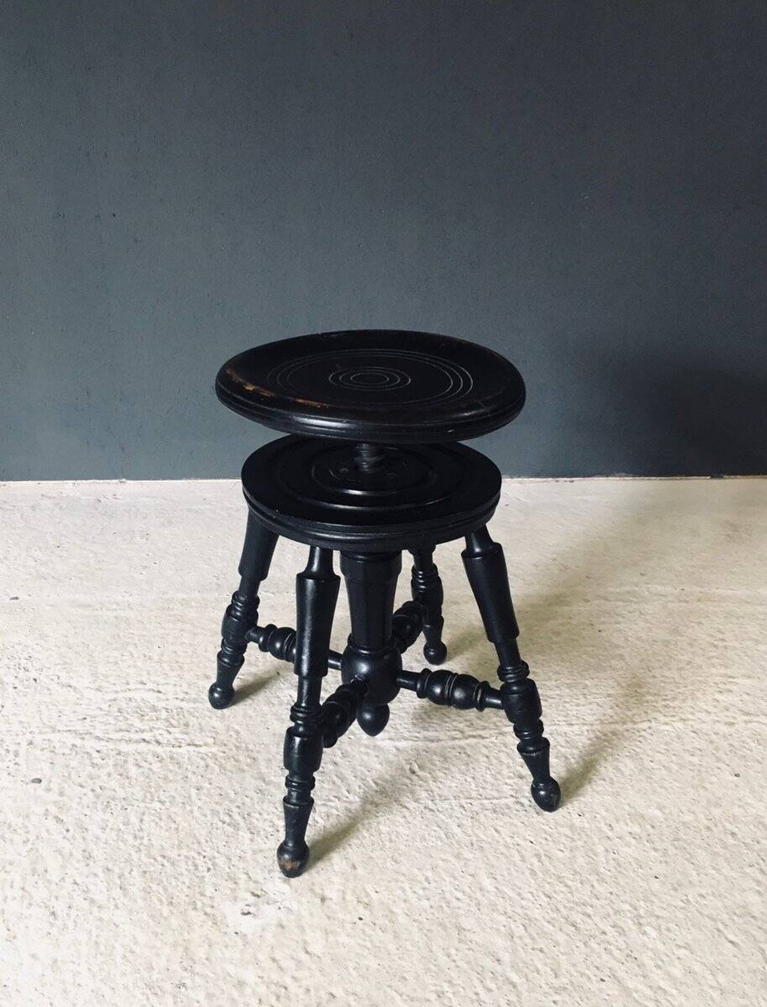 Early 20th Century Black Stained Piano Stool, 1890s