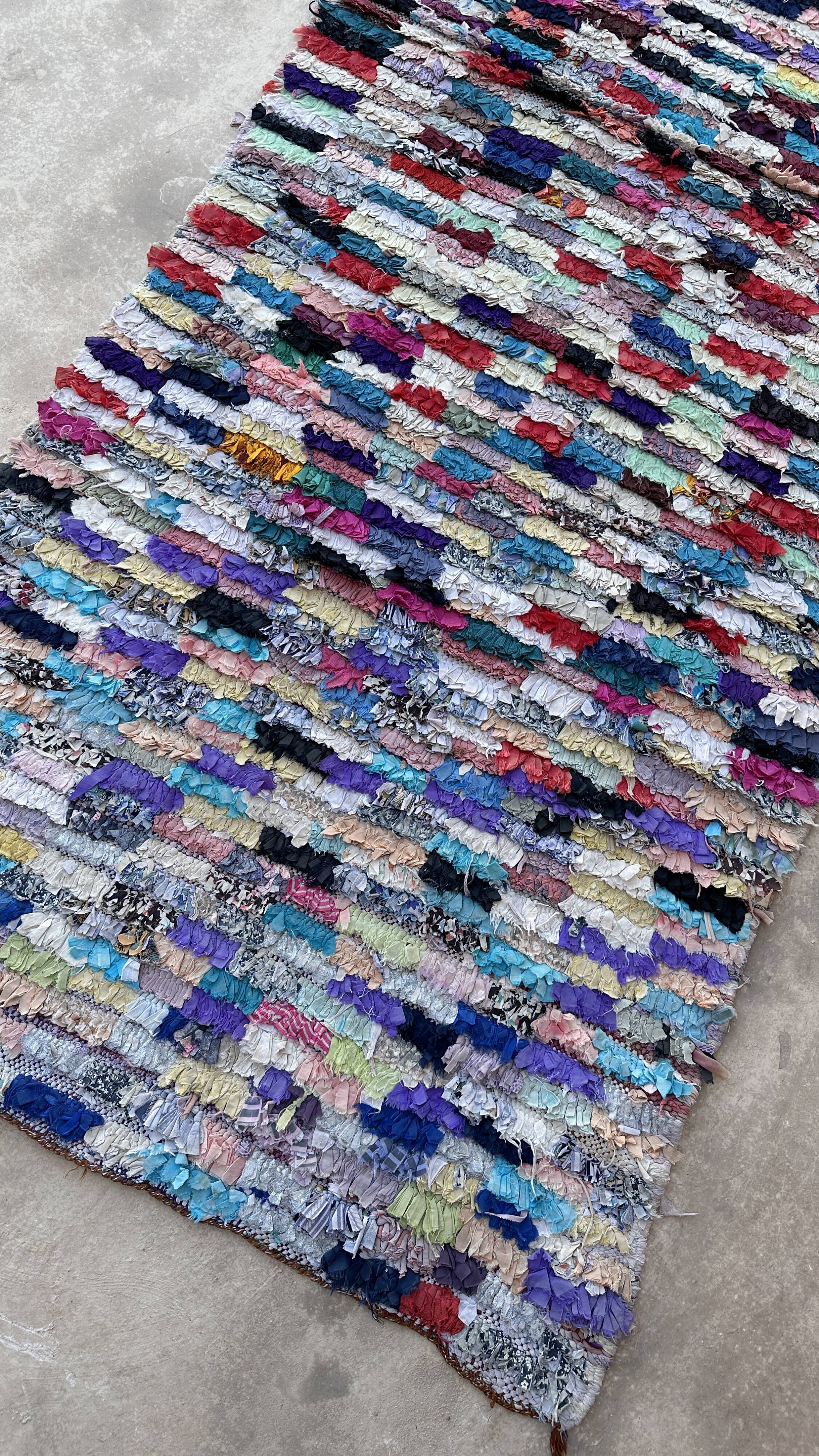 Colorful Boucherouite Moroccan rug - 95 x 211 cm