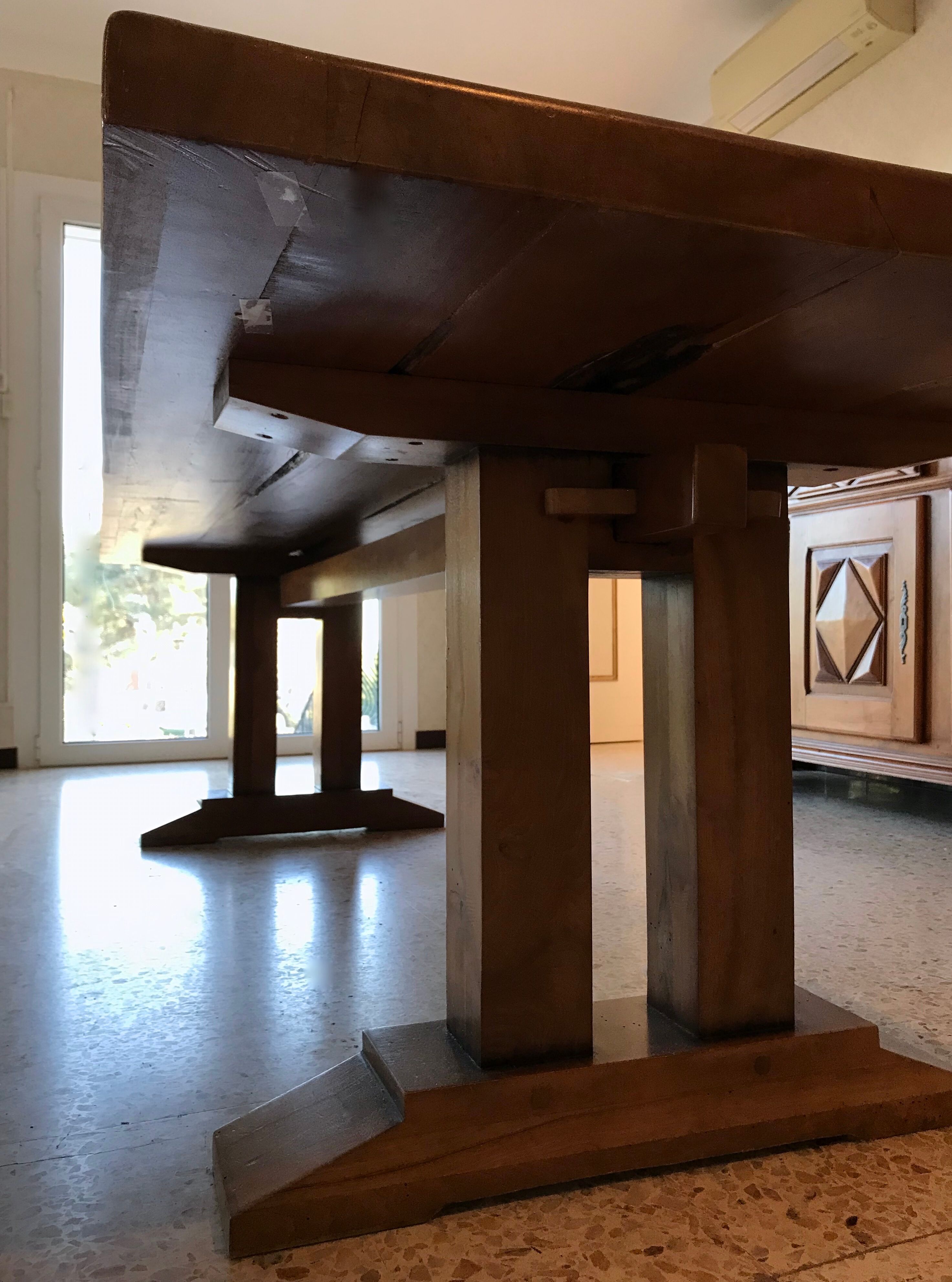 Dining table vintage solid wood refectory