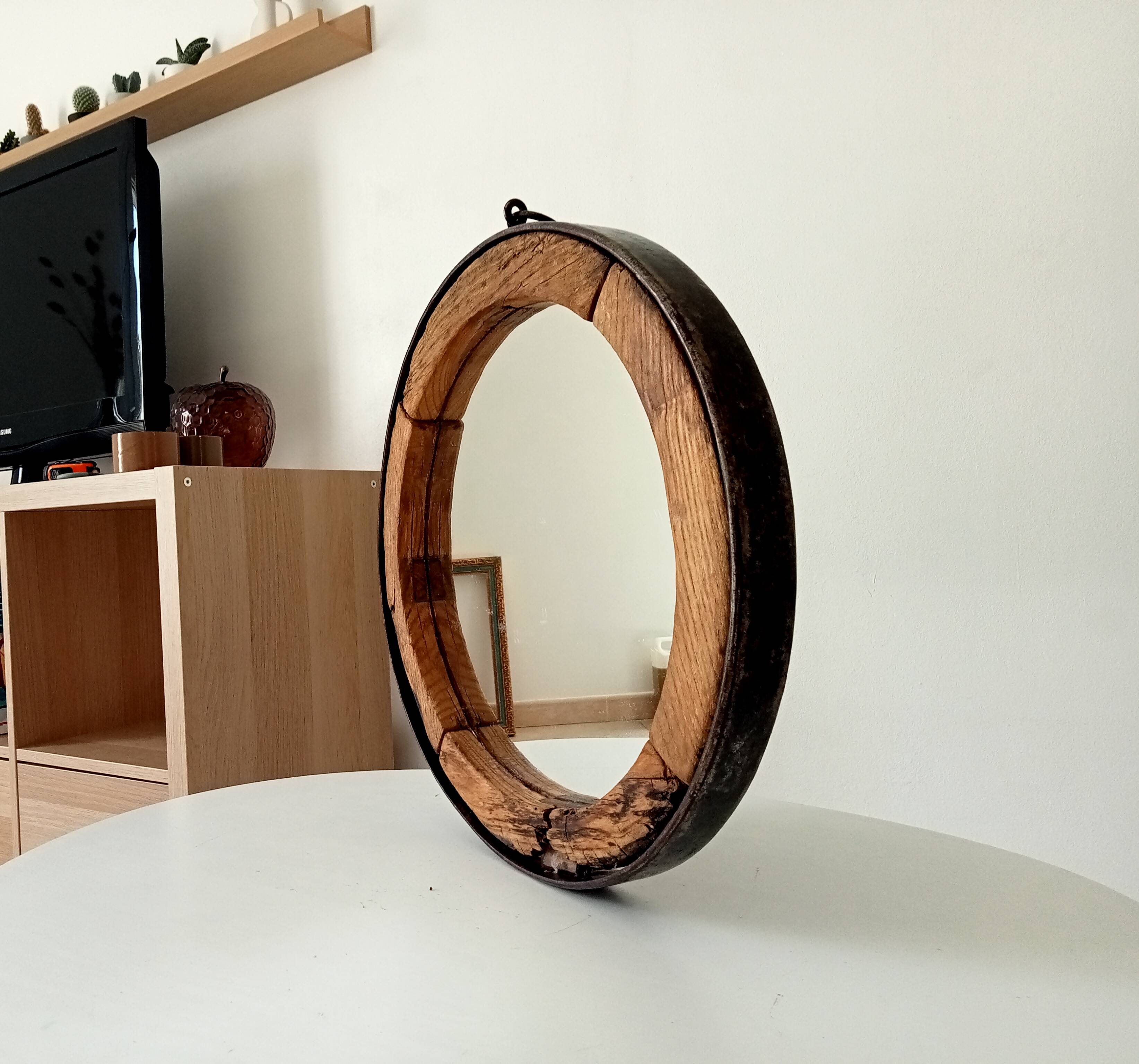 Miroir ancien brutaliste en fer forgé DLG Jean Touret