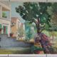 Painting view of Paguera Balearic Islands oil on canvas signed 1961