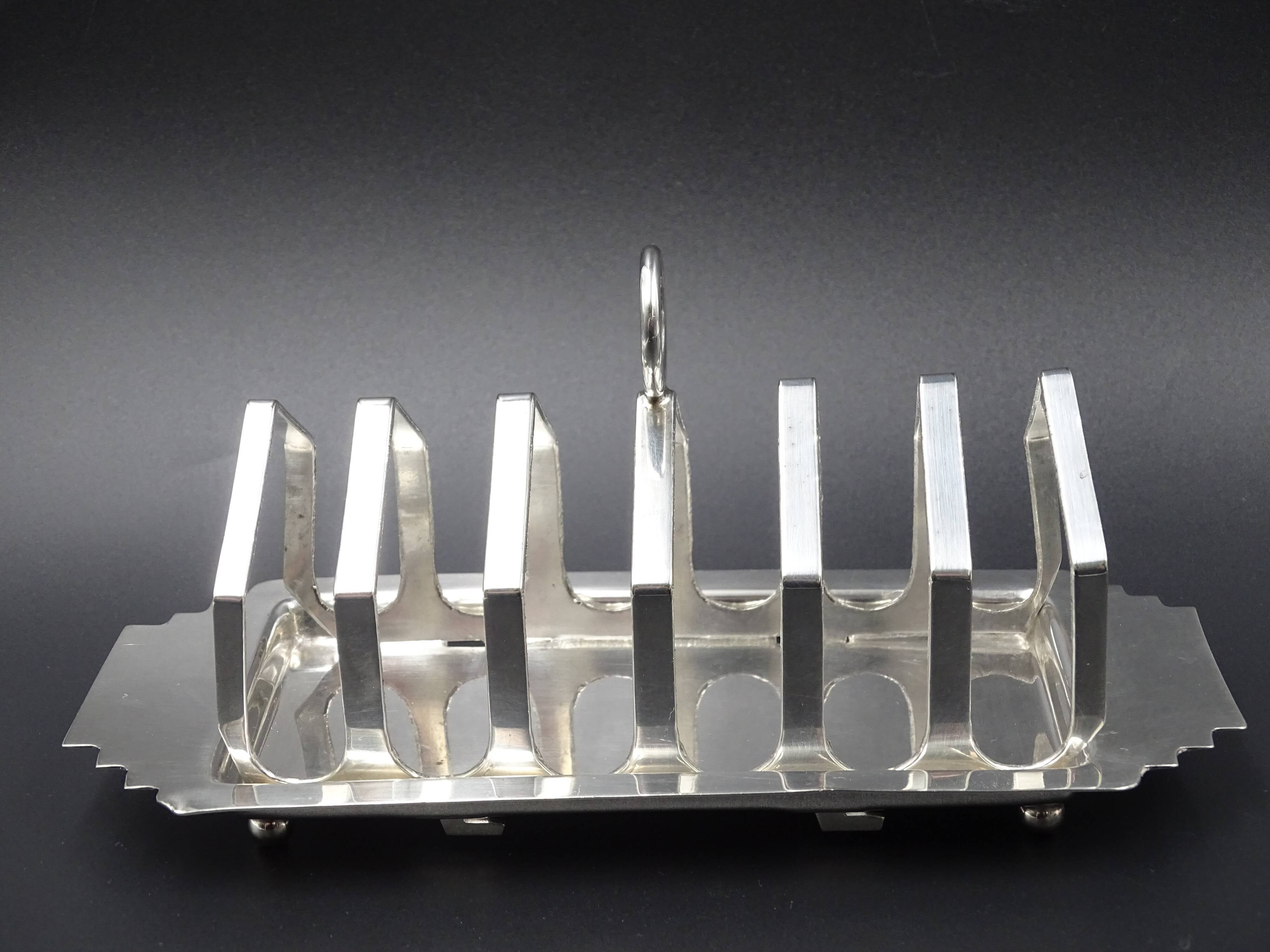 Silver metal toast holder, circa 1940 - good condition