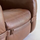 Prototype armchair in brown imitation leather by Michel Ducaroy, France 1970s