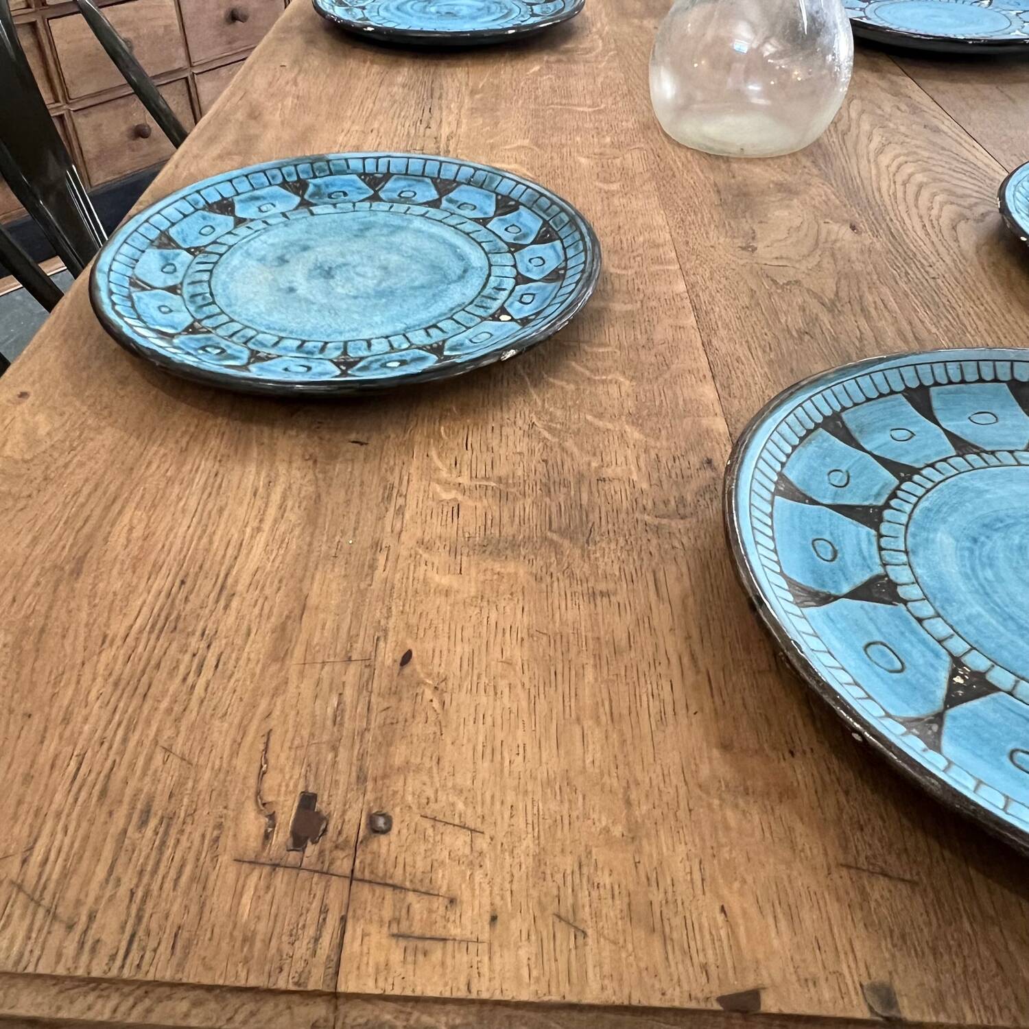 Oak farm table with two drawers
