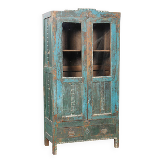 Old Teak Wardrobe (Original blue patina)