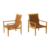 Pair of wicker lounge chairs from uluv, czechoslovakia, 1960s