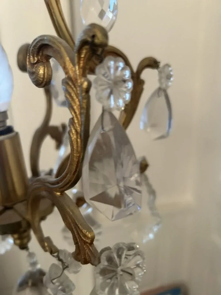 Antique chandelier with pendants – Louis XV style – gilded brass