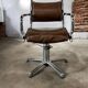 Chaise de bureau vintage brune avec cadre chromé