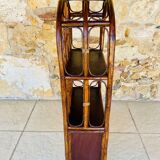 Vintage two-tier bamboo and rattan shelf with storage, Circa 1960