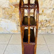 Vintage two-tier bamboo and rattan shelf with storage, Circa 1960