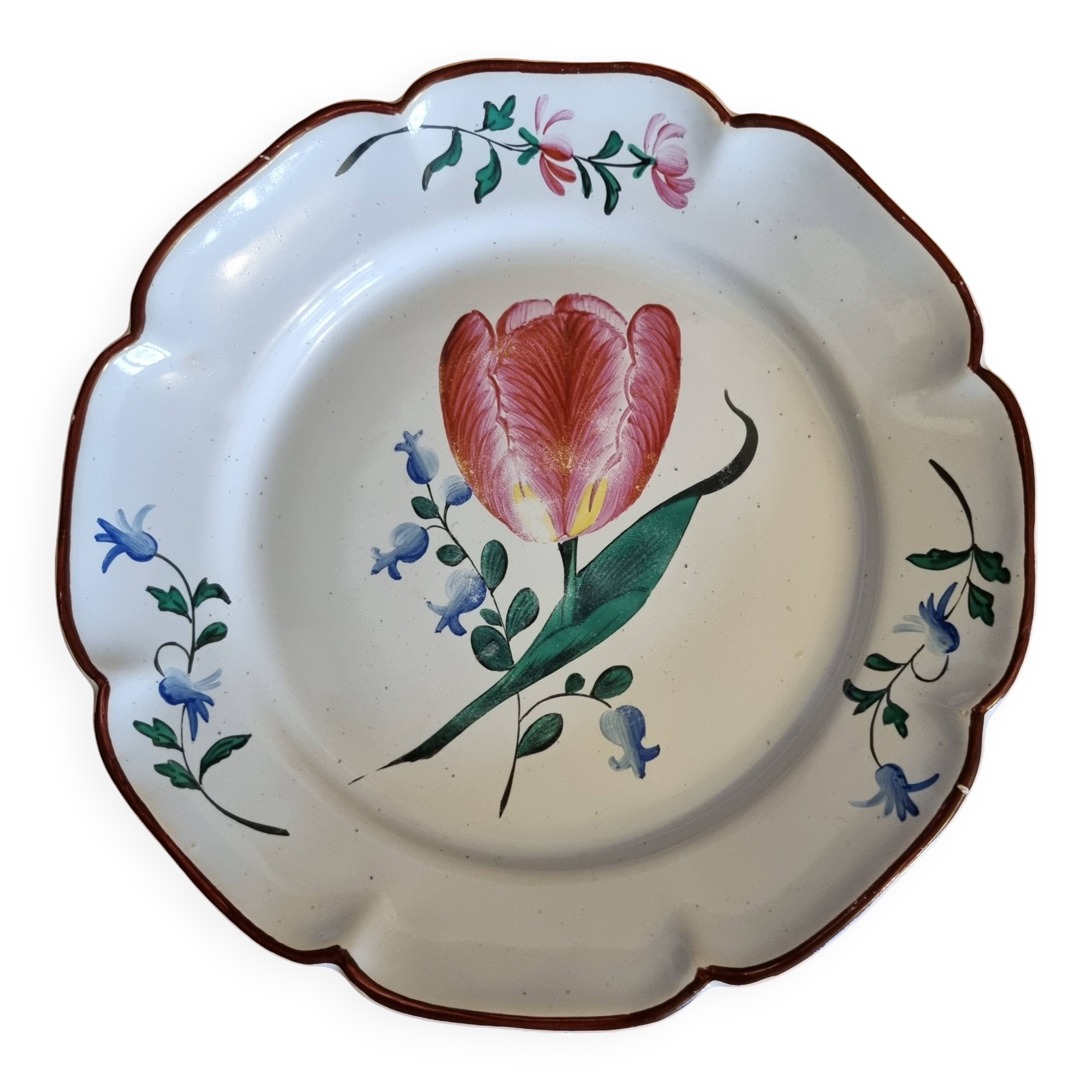 Old plate Les Islettes Lunéville Tulip motif